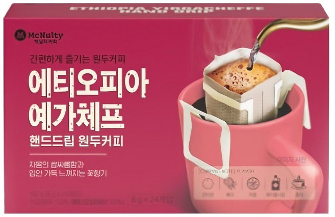 맥널티커피 에티오피아 예가체프 핸드드립 커피, 8g, 24개입, 4개