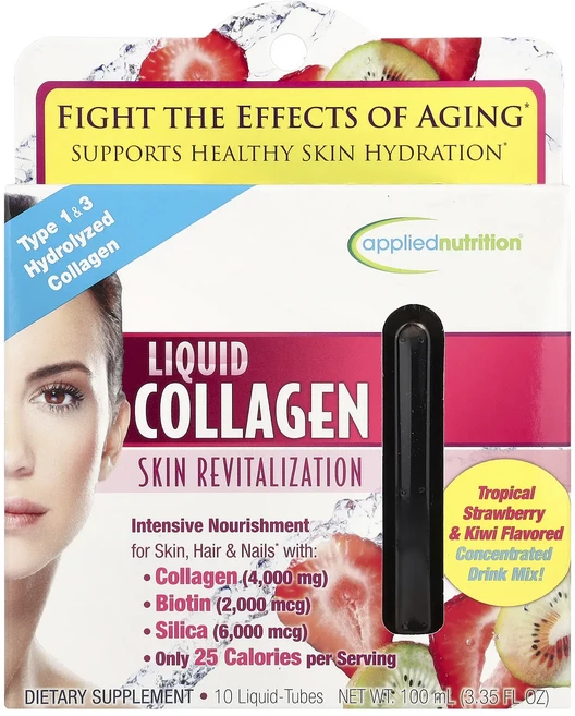 몸관리하세요 겨울입니다 Applied Nutrition 액상 콜라겐 피부 재생 트로피컬 딸기 & 키위 맛 액상 튜브 10개 각 10ml 특별관리진행, AppliedNutrition액상콜라겐피부재생트로피컬딸 - 쿠팡