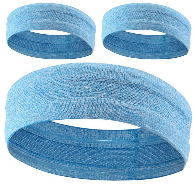 AOLIKES 헤어밴드 머리띠 땀흘림 방지 헬스 운동 러닝 스웨트 등산 남여공용 스포츠 쿨 땀흡수 2103, 3개, 2103_블루