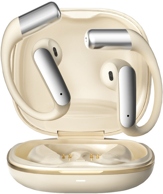 韓光2026新款藍牙耳機無線掛耳式氣骨傳導開放不入耳跑步運動穩固, 如圖所示, 米白色 【2026新款 舒適不漏音】