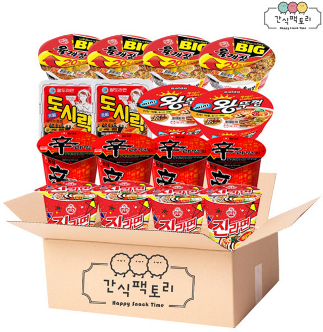[간식팩토리]오뚜기육개장4+진매4+신라면4+도시락2+왕뚜껑2 소컵 16개, 1개