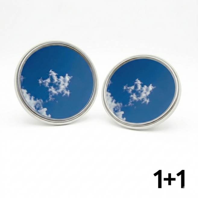 마켓미모 1+1 셀카용 볼록거울 휴대용 감성 셀카 미러 모던 그레이 거울셀카 9.5cm, 1개, 모던 그레인