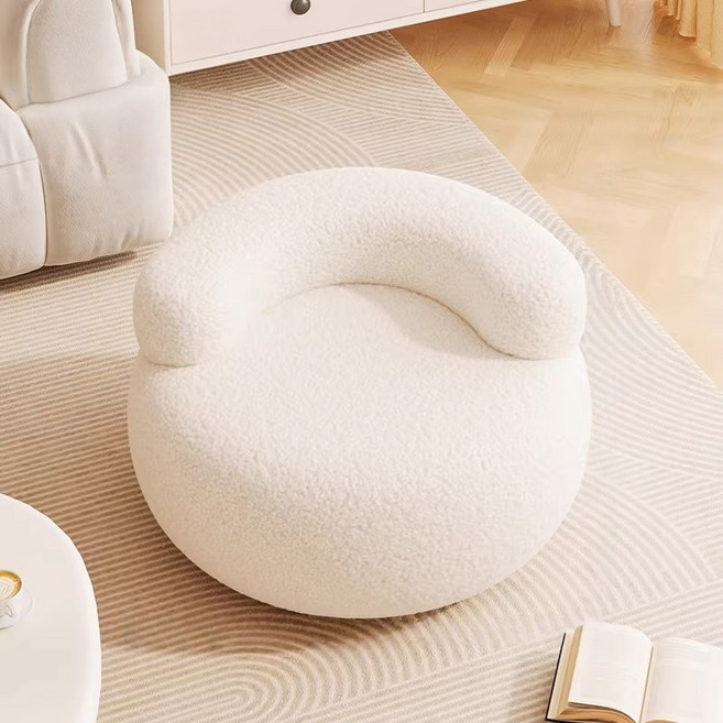 WHH 스툴 등받이 후리스 현관 의자, 1개, 화이트