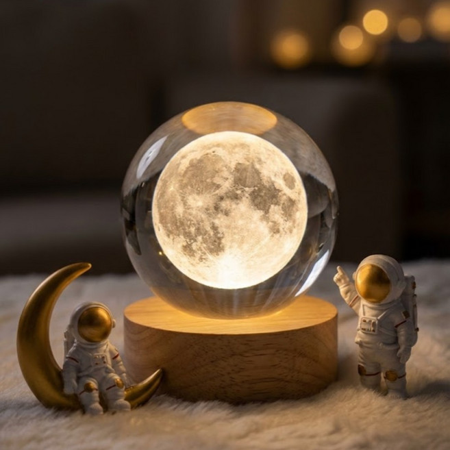 루비자 수정구슬 LED 침실 무드등 8cm, 디어 문