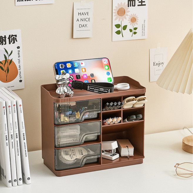 마글론 데스크 오거나이저 사무용품 책상 정리함 수납함, 1개, 다크 커피