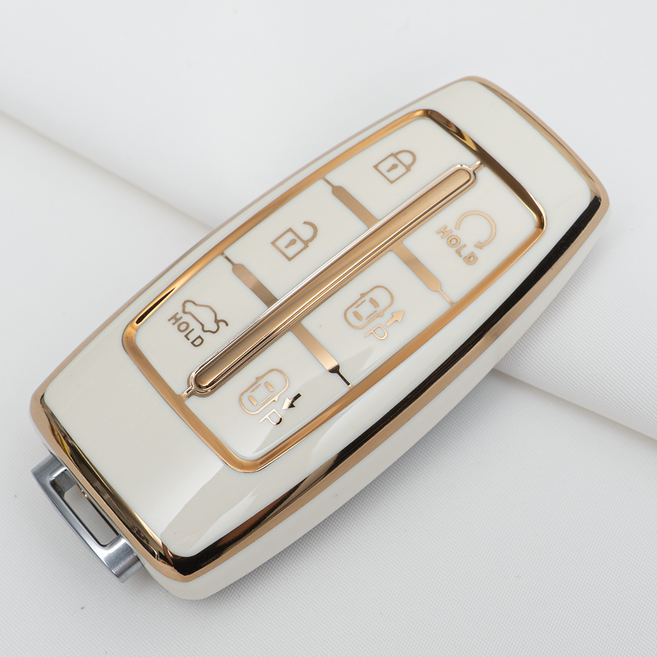 현대 G70 G80 GV70 GV80 GV90 호환 스마트 차 키케이스 키홀더 TPU 키커버 리모컨, TA40-6버튼, 화이트골드