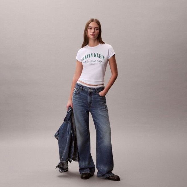 (매장)캘빈클라인 [캘빈클라인 진] [CK] 여성 그래픽 로고 베이비 반팔 티셔츠 47F815G YAF 228916