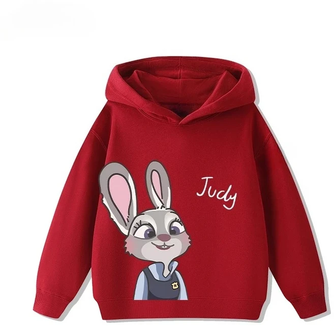 Zootopia 공동 브랜드 아동복 만화 토끼 주디 닉 아동용 후드티 가을 겨울 따뜻한 상의, 05 110, 14 18