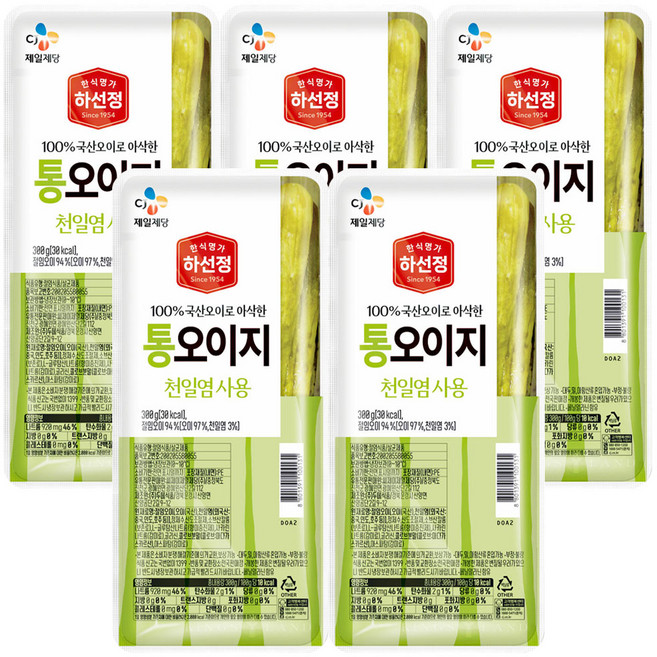하선정 통오이지 300g, 5개