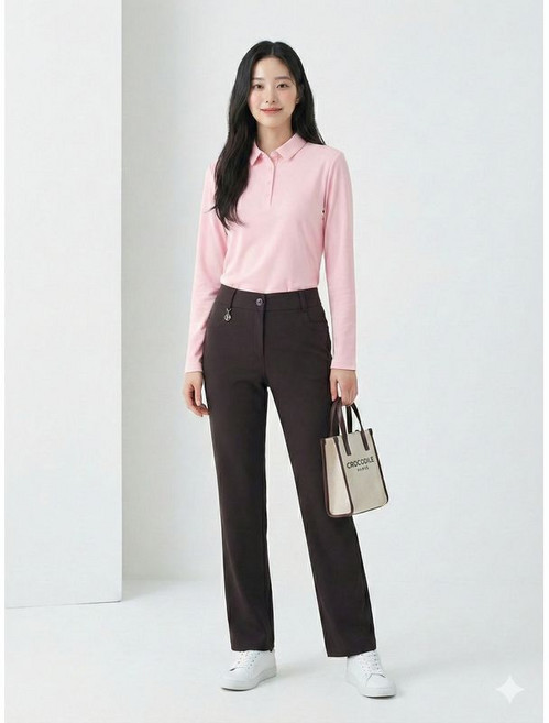 크로커다일레이디 블랙 크로커 일자핏 슬랙스 팬츠 CLCSPT101