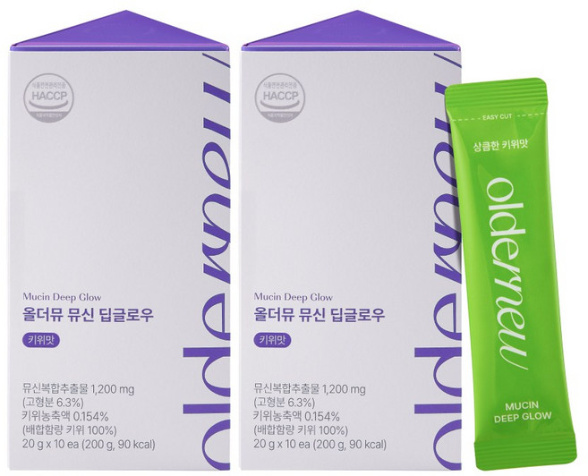 올더뮤 뮤신 딥글로우 키위맛 2박스 20포, 2개
