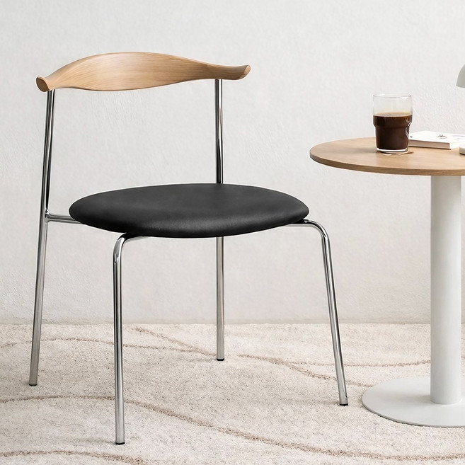 메르하임 카우 인테리어 원목 식탁의자, 1개, 블랙