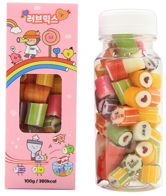 수제캔디 러브믹스 페트병+케이스 수제간식 답례품 어린이집 가정의달선물, 100g, 1개