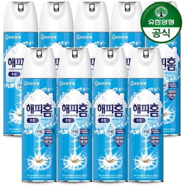 [유한양행] 해피홈 에어로솔 수성 무향 500ml x 9개, 없음