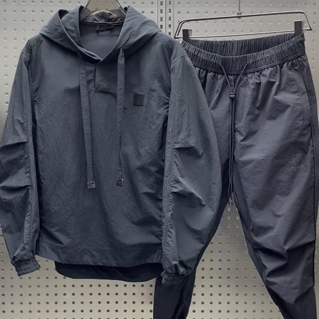 FANSYLI 남성 트레이닝복 세트 봄가을 남자 운동복 세트 후드집업+허리밴딩 트레이닝바지 투피스 아웃도어 등산복 트레킹복 세트 XR2512D25