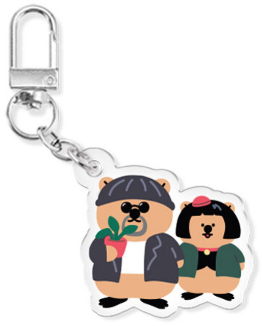 쿼카 시리즈 에어팟 버즈 열쇠고리 아크릴 키링, 쿼카미스터앤걸_미스터앤걸, 1개