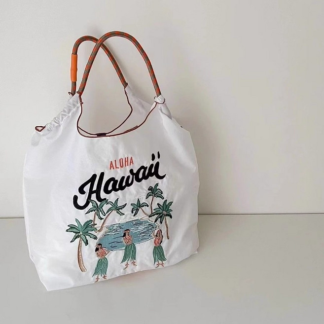 바스락 에코백 자수 토트백 시장가방 비치백