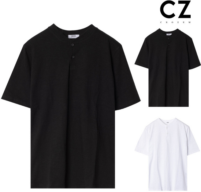 크로젬 2버튼 헨리넥 반팔티 CRZTS419