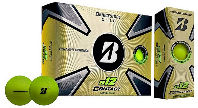 브리지스톤 정품 3피스 골프공 컨택비 스트레이트 디스턴스 E12 비거리 골프볼, 그린, 1개, 12개입