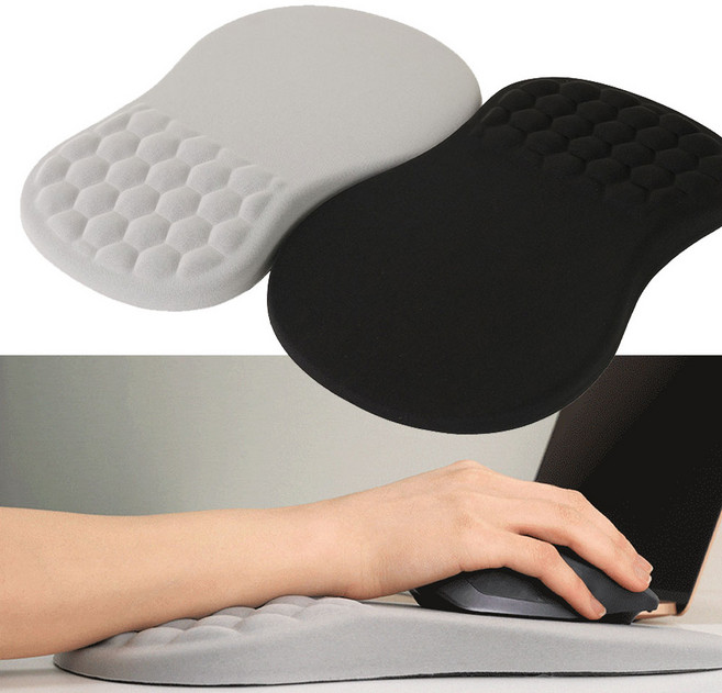 아이퀸 손목보호 마우스 패드 메모리폼 (인체 공학 설계) 쿠션감 좋은 마우스 패드 - 대량 인쇄 주문 가능, 블랙(손목보호3D건빵), 1개