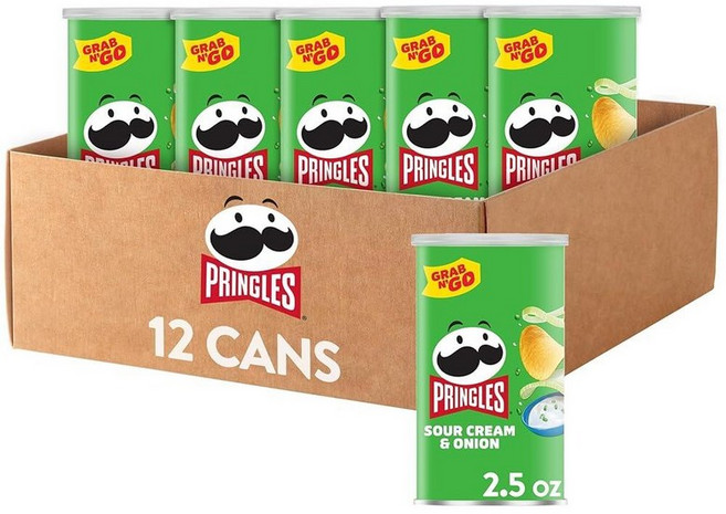 Pringles 그랩앤고 프링글스 감자칩 12개 팩 사워 크림 & 어니언, 71g