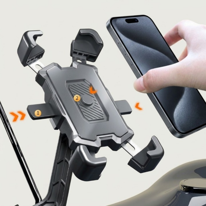 피지오픽 원터치 강력한 고정 자전거 오토바이 휴대폰 거치대, 1개, 블랙