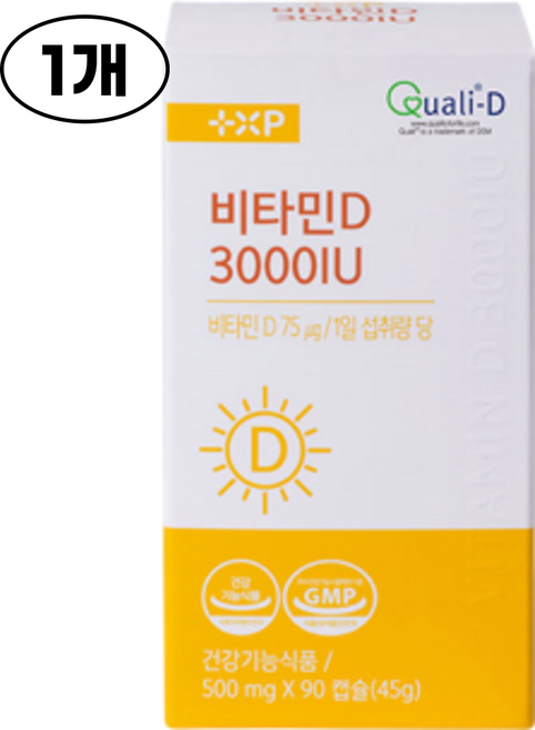 플러스엑스팜 비타민D 3000 IU 보충제 면역 뼈건강 GMP 인증 영양제, 1박스, 90정