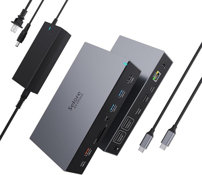 Selore&S-Global Displaylink 도킹 스테이션 맥북 M1/M2/M3/윈도우용 모니터 3개 듀얼 트리플 디스플레이 링크 USB C 도크 HDMI 3개 DP