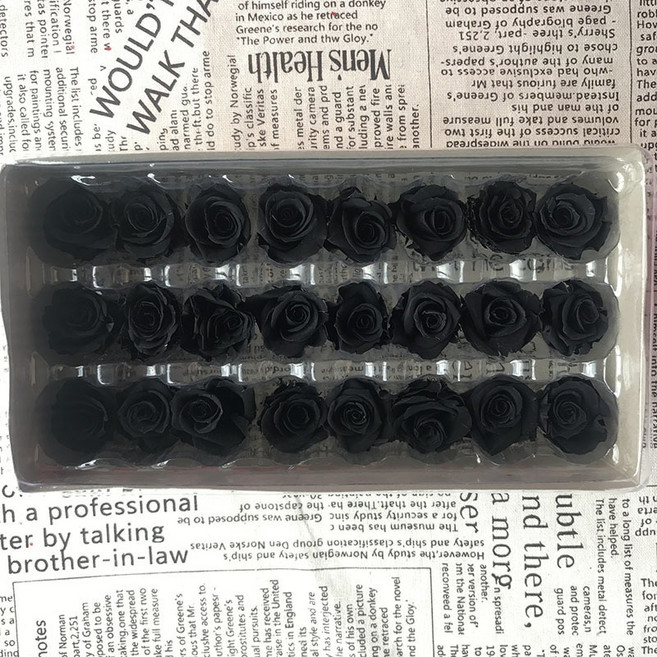 思薇特 永生玫瑰花 不凋花, 002，2~3公分黑色