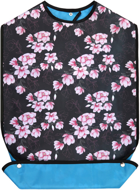 성인 턱받이 성인 앞치마 방수 환자용턱받이 식사 간병 요양, 1개, 흑저화