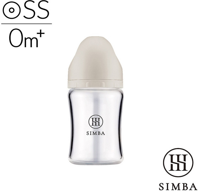 Simba 小獅王 蘊蜜質金 玻璃寬口奶瓶 180mL, 杏茶, 1個