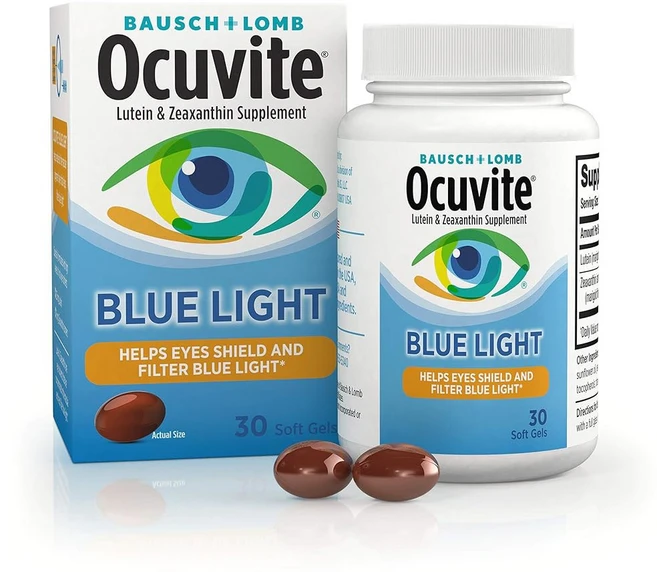 미국 오큐바이트 Ocuvite Blue Light Lutein and Zeaxanthin 블루 라이트 루테인 & 제아잔틴 아이 비타민 캡슐, 2개, 30정 - 쿠팡