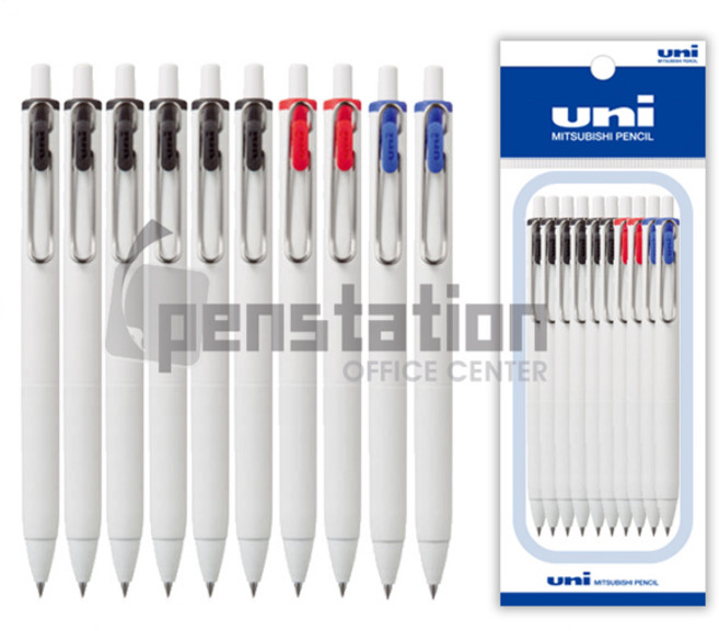 uni 유니볼 원 노크 볼펜 UMN-S 세트, 1개, 유니볼원 0.38mm(흑6+청2+적2)10개 세트