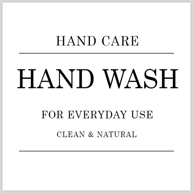 아루아 욕실 디스펜서 물비누 주방세제 디스펜서 샴푸 용기 펌핑 공병, 1개, 라벨(라인)-HAND WASH