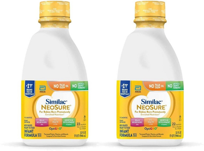 Similac NeoSure Premature Infant Formula 씨밀락 네오슈어 옵티그로 유아 분유 946ml, 2개