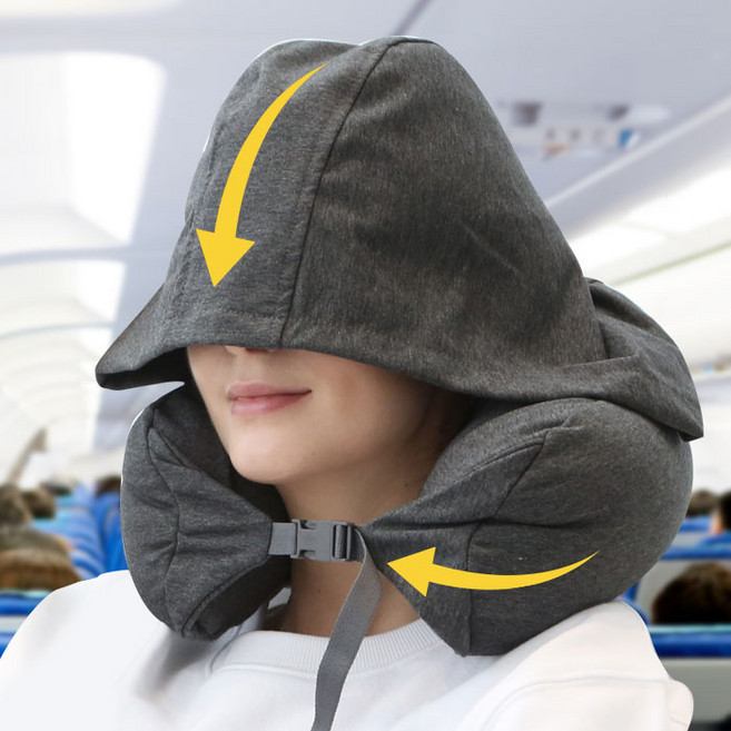 인트래블 후드 롱 비즈목베개 NO.1375 여행용목베개