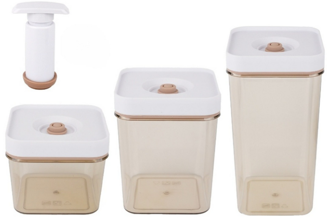 1+1+1 신선하고 건강한 식품의 등급을 보장하다 진공밀폐탱크 가정용주방, 450ml+750ml+1300ml, 1개