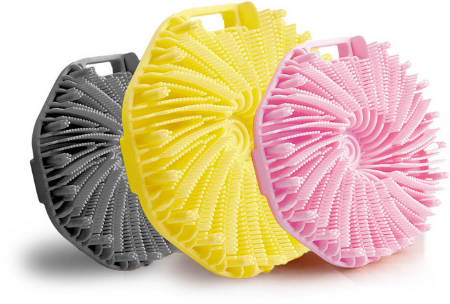 깔끔더하기 실리콘 바디 브러쉬 마사지 각질제거 샤워타월, 옐로우, 1개