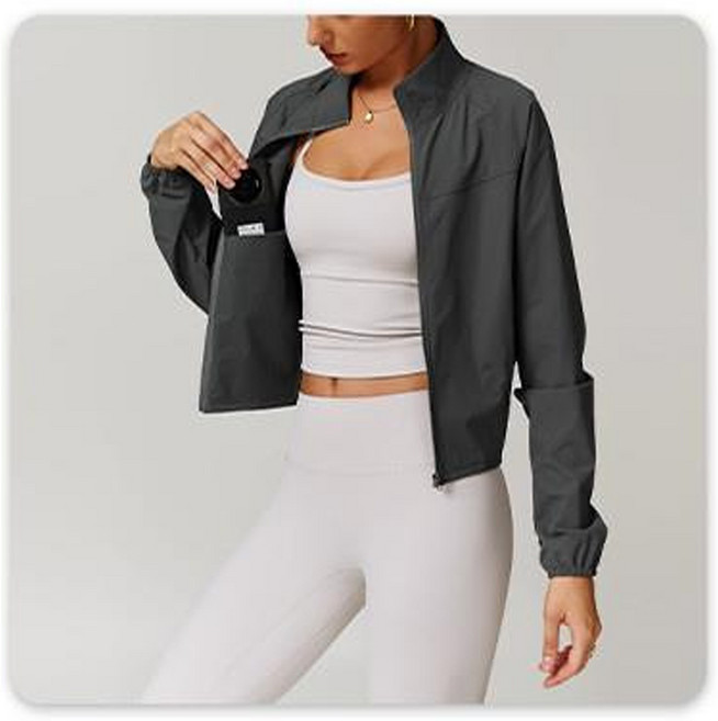여성 요가 필라테스 슬림핏 스포츠 집업 재킷