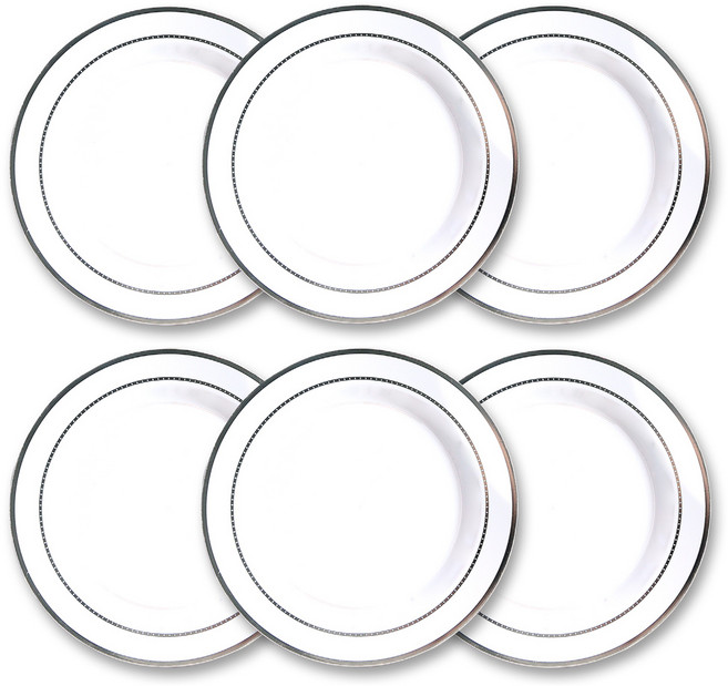 일회용 파티 플라스틱 모던실버 접시 19cm, 24개, 1세트