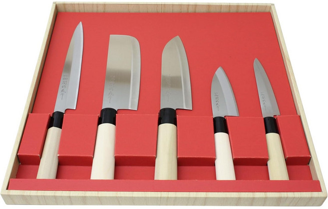 일본 yaxell 부엌칼 5종 세트 삼덕 나기리 사시미 데바 페티 OZ 30048, 1개