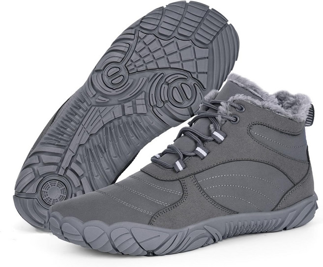 하이킹 겨울 신발 맨발 부츠 남성 여성 방수 스노우 따뜻한 발목 넓은 발가락 미끄럼 방지 제로 드롭 밑창 야외용