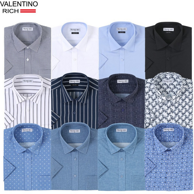 발렌티노셔츠 여름 남자 반팔 와이셔츠 스판 드레스 캐주얼 스트라이프 남방 정장 일반핏 슬림핏 셔츠