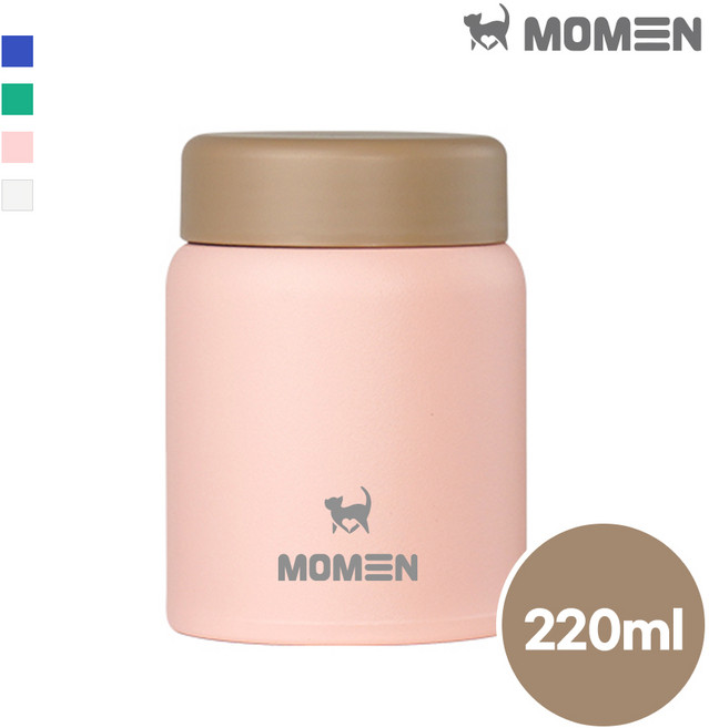 모멘 미니 이유식 보온병 스테인리스 보온보냉 미니 푸드자 미니죽통, 핑크, 1개, 220ml