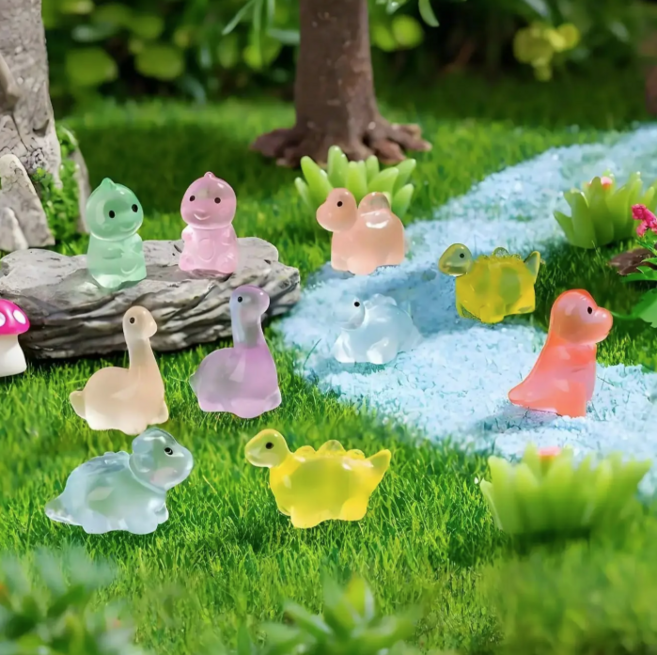 야광 미니 공룡 미니어처 피규어 세트 요정정원 홈데코 장식 10p/20p, 10개