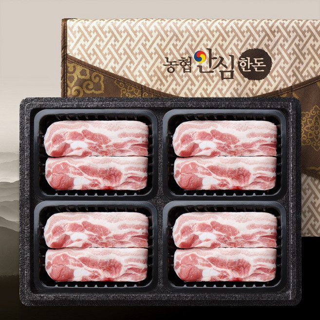 [농협안심한돈] 국내산 한돈 구이 선물세트 2kg (삼겹살 x 4), 1세트