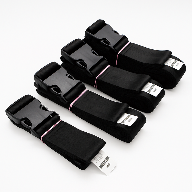 휴캠핑 38mm 넓은 버클스트랩 압축 웨빙 벨트 국내제조 벨크로 밴드 침낭 에어텐트( 1m/2m/3m/4m ), 4개, 2단, 블랙