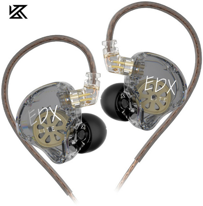 KZ EDX Lite 인이어 다이나믹 드라이버 헤드폰 이어버드 탈착식 케이블 0.75mm가 포함된 HiFi 이어폰 Audiphiles 인이어 모니터, [01] grey without mic, 01 Gray No Mic