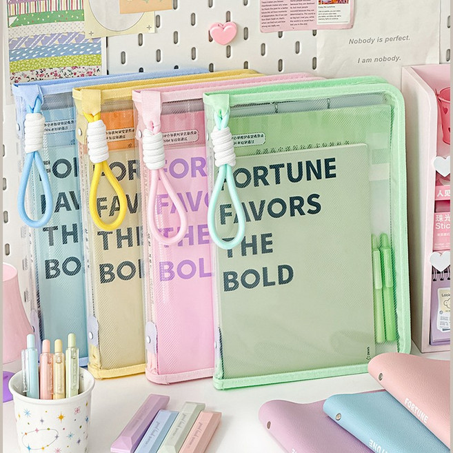 리브온 A4 지퍼 파일케이스 초등 준비물 학원 4개, 1세트, 혼합색상