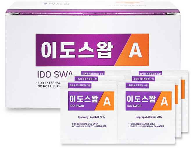 이도스킨스왑A 100매 x 5개 에탄올 국산 알콜솜, 3개